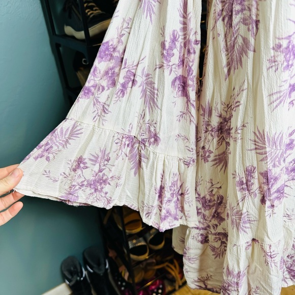 Altar'd State Purple and Cream Floral Cold Shoulder Dress Size Medium - Picture 5 of 9